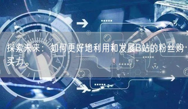 探索未来：如何更好地利用和发展B站的粉丝购买力。